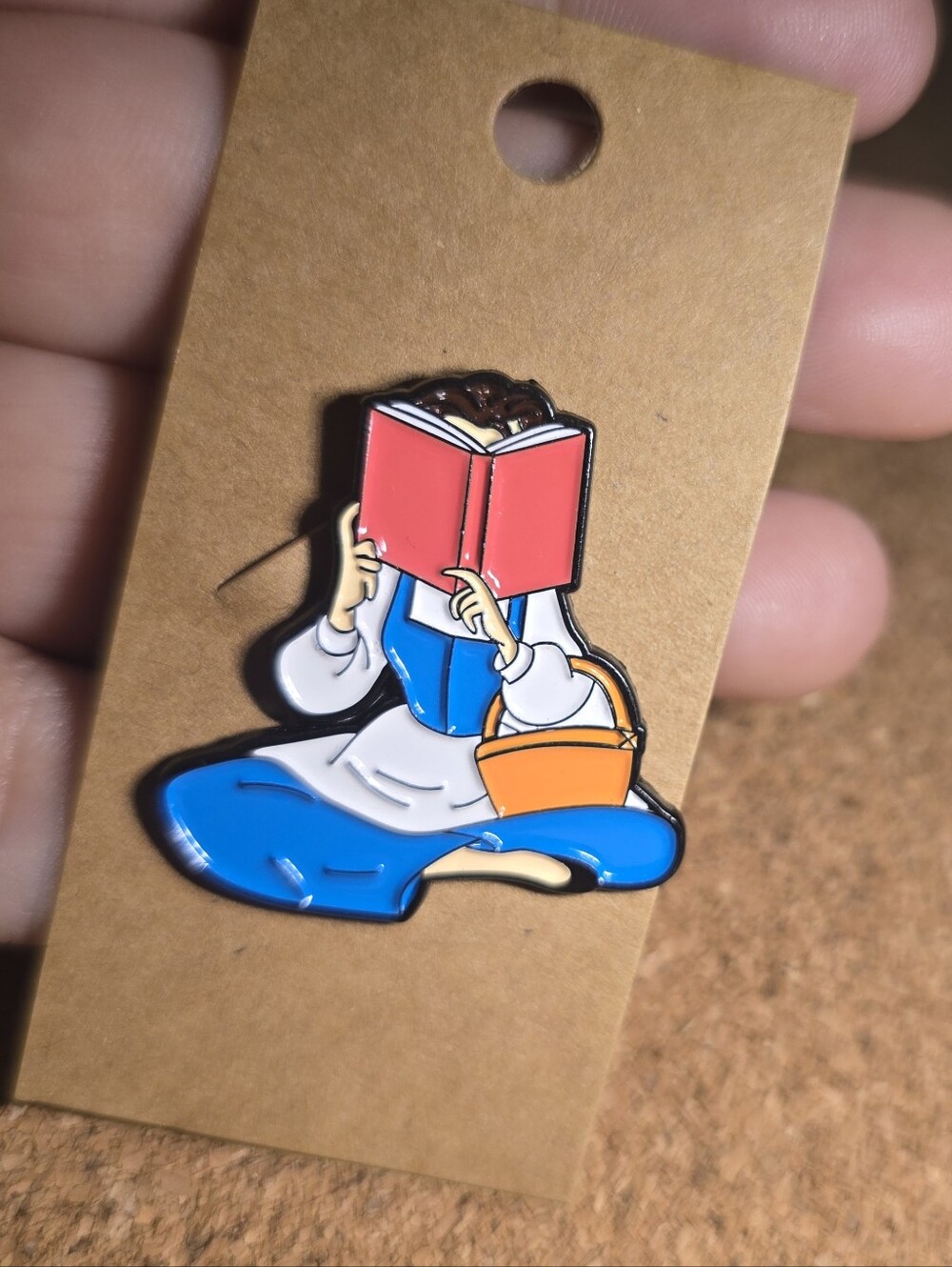 Beauty And The Best Enamel Pin - Girl Reading with Orange Bag